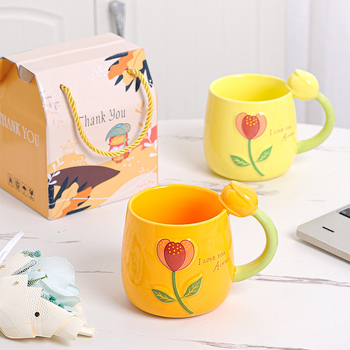 Φρέσκο ποτήρι νερού Tulip εξατομικευμένη κεραμική κούπα στερεοφωνικό ποτήρι νερού λουλουδιών που συνοδεύει δώρο χεριών για το σπίτι ποτήρι γάλακτος