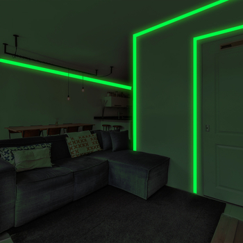 JDX12000-YX Σκαλιστή πολύχρωμη πράσινη φθορίζουσα λωρίδα στη μέση, αυτοκόλλητο σκάλας, προειδοποιητική γραμμή, φωτεινή αυτοκόλλητη ετικέτα τοίχου