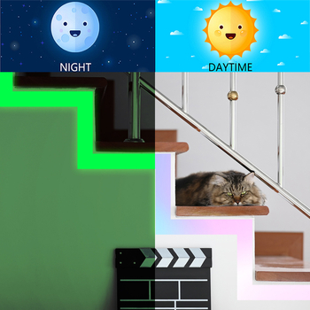 JDX12000-YX Σκαλιστή πολύχρωμη πράσινη φθορίζουσα λωρίδα στη μέση, αυτοκόλλητο σκάλας, προειδοποιητική γραμμή, φωτεινή αυτοκόλλητη ετικέτα τοίχου