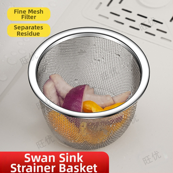 Virtuvės kriauklės specialus „Swan“ išleidimo krepšelis iš nerūdijančio plieno išleidimo stovas šlapiam ir sausam atskyrimui skirtas filtro krepšelis