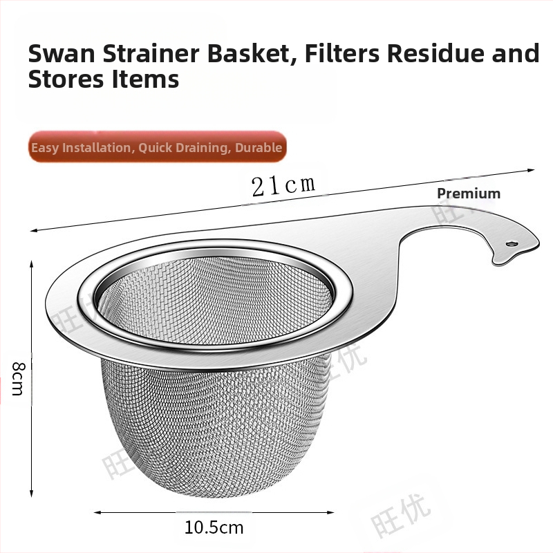 Virtuvės kriauklės specialus „Swan“ išleidimo krepšelis iš nerūdijančio plieno išleidimo stovas šlapiam ir sausam atskyrimui skirtas filtro krepšelis