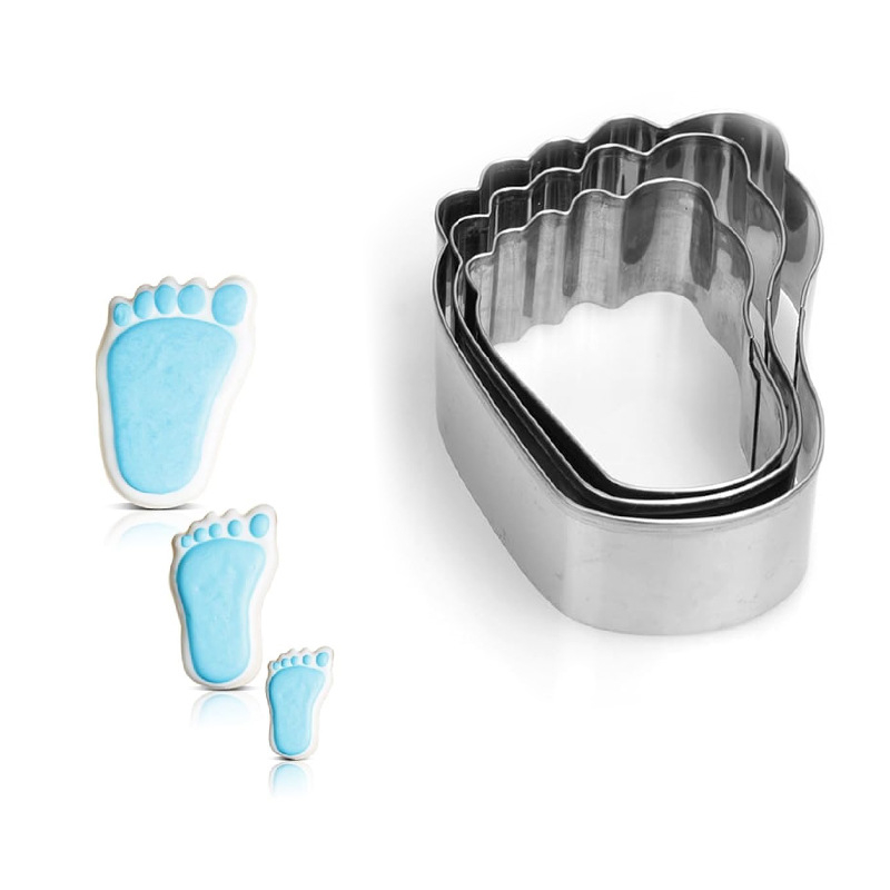 Σετ 3 τεμαχίων από ανοξείδωτο ατσάλι για κέικ, σε σχήμα ποδιού, για καλούπια ψησίματος κέικ, διασκεδαστικά και δημιουργικά εργαλεία ψησίματος σε απόθεμα