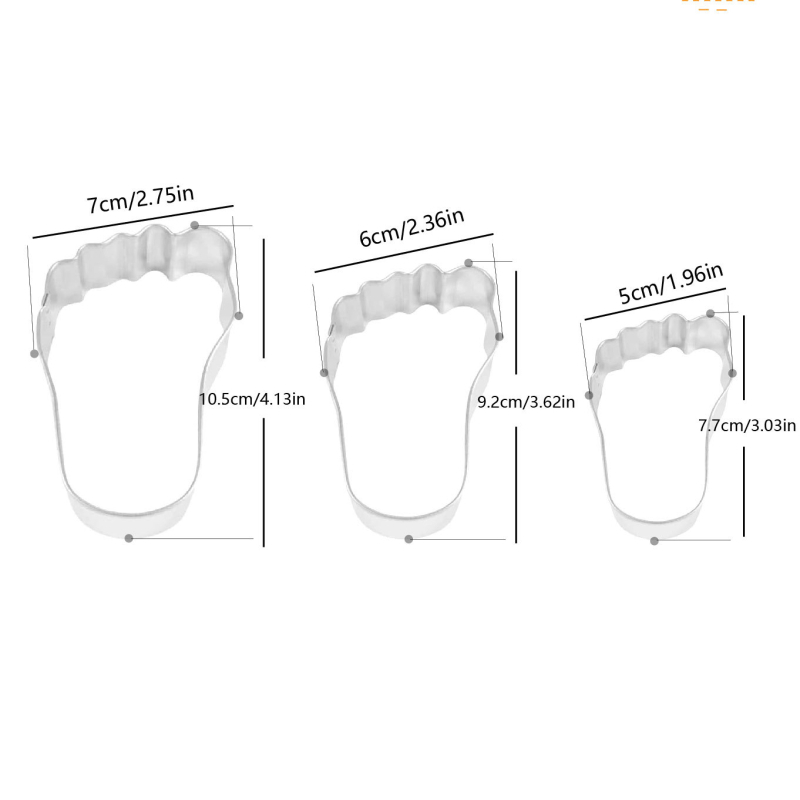 Σετ 3 τεμαχίων από ανοξείδωτο ατσάλι για κέικ, σε σχήμα ποδιού, για καλούπια ψησίματος κέικ, διασκεδαστικά και δημιουργικά εργαλεία ψησίματος σε απόθεμα