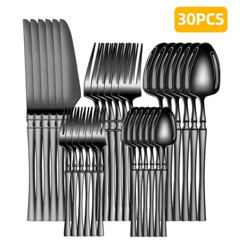 Roostevabast terasest lauanõude piiriülene tarnimine, väikese vöökohaga 30-osaline lääne hotelli roostevabast terasest steikinoa, kahvli ja lusika komplekt