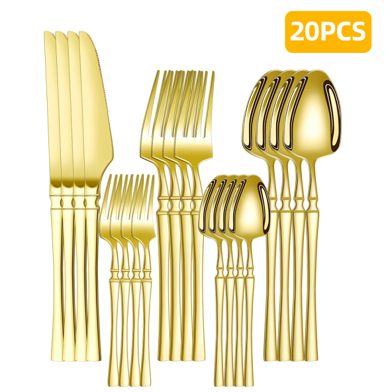 Roostevabast terasest lauanõude piiriülene tarnimine, väikese vöökohaga 30-osaline lääne hotelli roostevabast terasest steikinoa, kahvli ja lusika komplekt