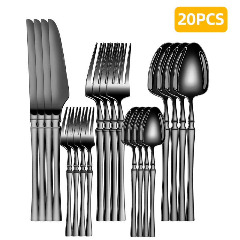 Roostevabast terasest lauanõude piiriülene tarnimine, väikese vöökohaga 30-osaline lääne hotelli roostevabast terasest steikinoa, kahvli ja lusika komplekt