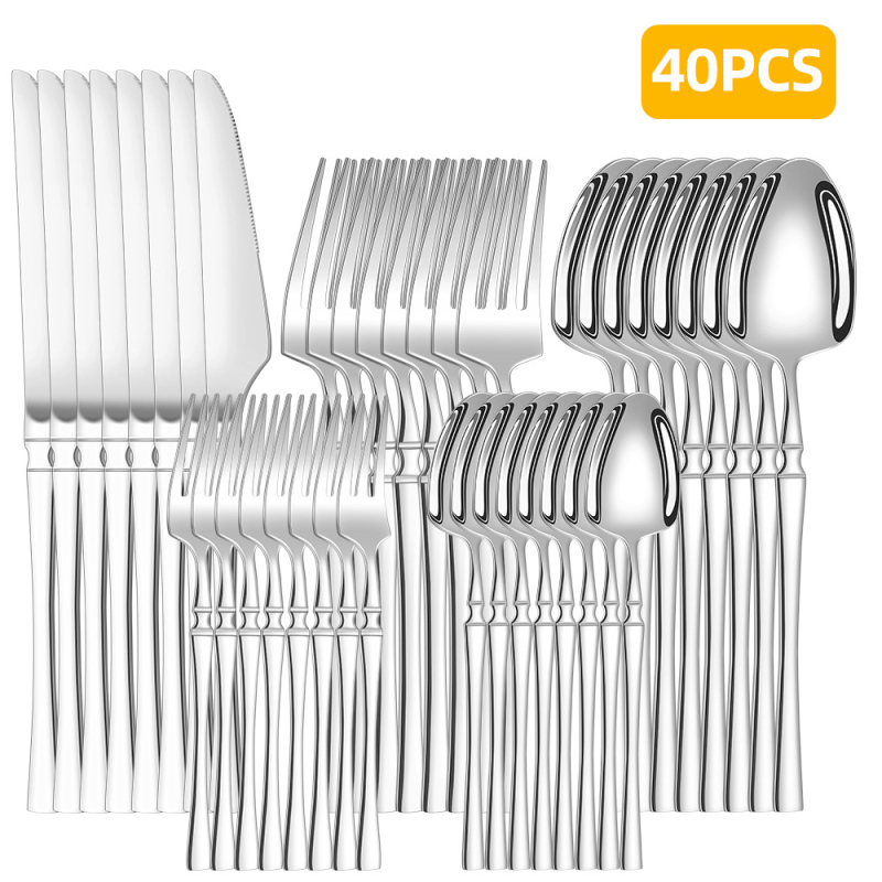 Roostevabast terasest lauanõude piiriülene tarnimine, väikese vöökohaga 30-osaline lääne hotelli roostevabast terasest steikinoa, kahvli ja lusika komplekt