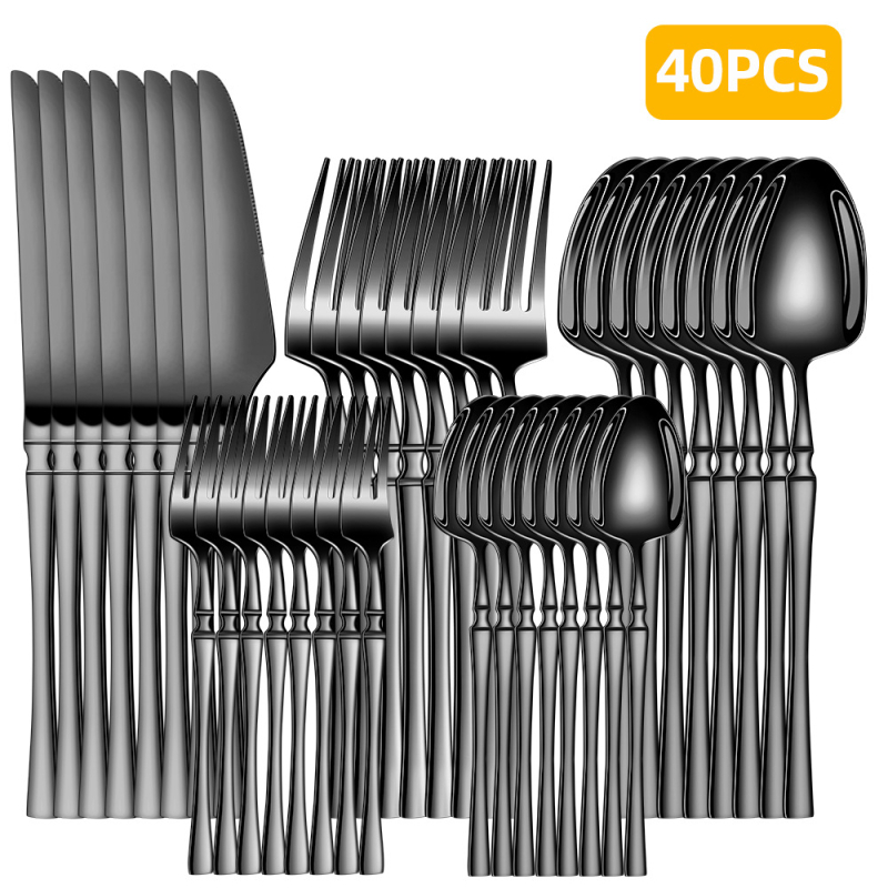 Roostevabast terasest lauanõude piiriülene tarnimine, väikese vöökohaga 30-osaline lääne hotelli roostevabast terasest steikinoa, kahvli ja lusika komplekt