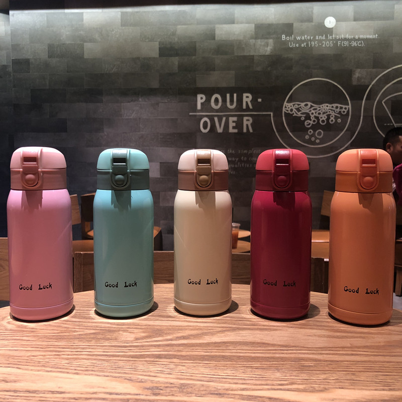 Goodluck isoleeritud tass meestele ja naistele, kaasaskantav ja armas populaarne Ins Street Stall Korea õpilaste veepudelitee tass