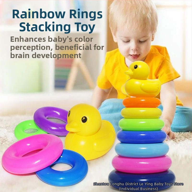 Бебешка образователна интелигентност Rainbow Tower Ring Jenga Ранно образование 0-1-2 години Бебешка играчка Tumbler