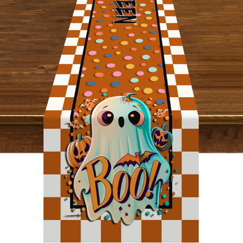 Naujas tarpvalstybinis „AliExpress“ Helovino vaiduoklio kūrybingas karšto lino atspausdintas stalo takelis kavos staliuko svetainei dekoracija