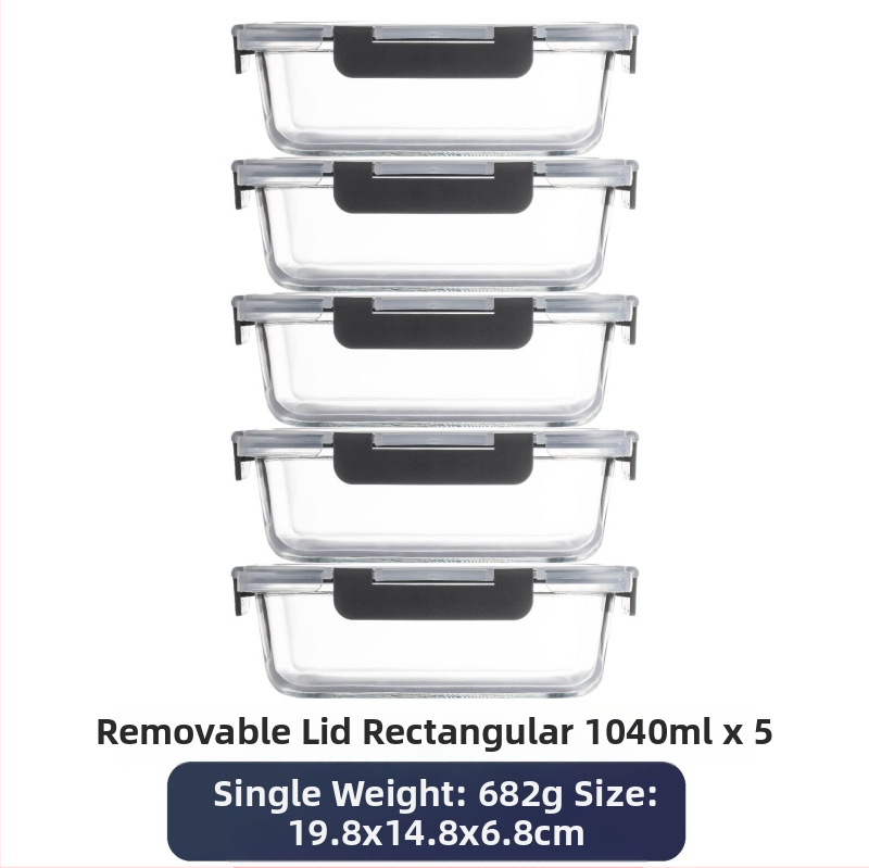 Piiriülene klaasist lõunasöögikarp sobib mikrolaineahju, nõudepesumasina, kontoritöötajatega, millel on riisi värskena hoidmise kauss külmkapis