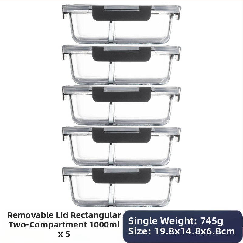 Piiriülene klaasist lõunasöögikarp sobib mikrolaineahju, nõudepesumasina, kontoritöötajatega, millel on riisi värskena hoidmise kauss külmkapis