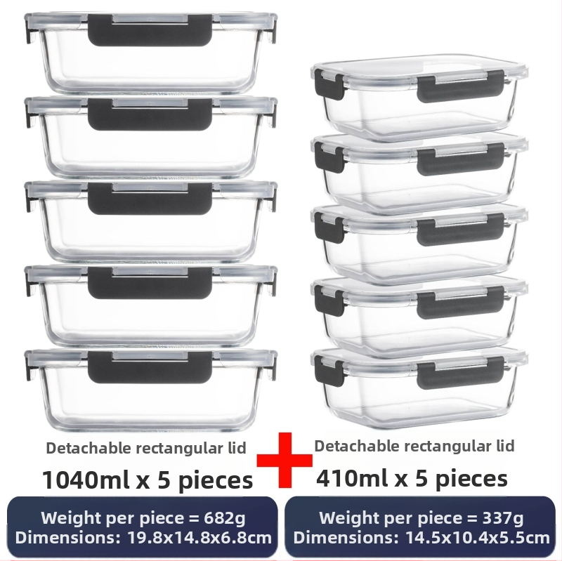 Piiriülene klaasist lõunasöögikarp sobib mikrolaineahju, nõudepesumasina, kontoritöötajatega, millel on riisi värskena hoidmise kauss külmkapis