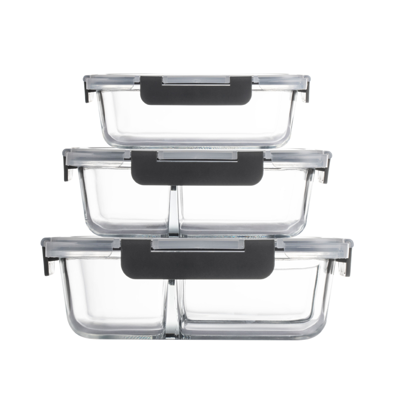 Piiriülene klaasist lõunasöögikarp sobib mikrolaineahju, nõudepesumasina, kontoritöötajatega, millel on riisi värskena hoidmise kauss külmkapis