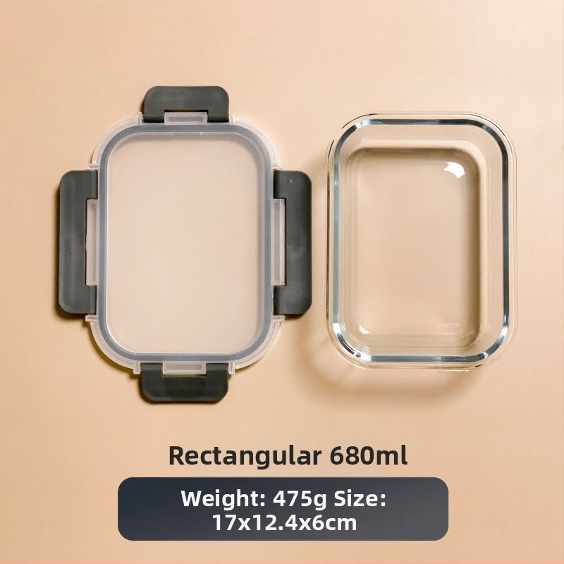 Piiriülene klaasist lõunasöögikarp sobib mikrolaineahju, nõudepesumasina, kontoritöötajatega, millel on riisi värskena hoidmise kauss külmkapis