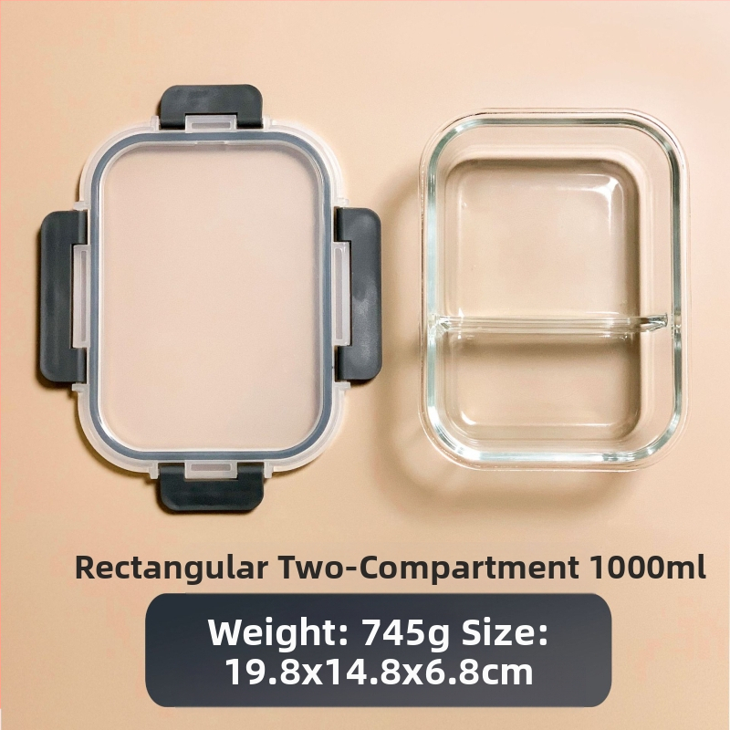 Piiriülene klaasist lõunasöögikarp sobib mikrolaineahju, nõudepesumasina, kontoritöötajatega, millel on riisi värskena hoidmise kauss külmkapis