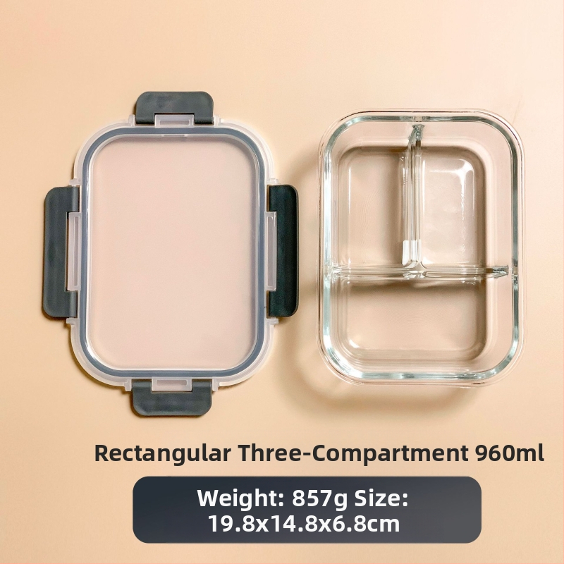 Piiriülene klaasist lõunasöögikarp sobib mikrolaineahju, nõudepesumasina, kontoritöötajatega, millel on riisi värskena hoidmise kauss külmkapis