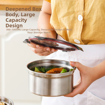 304 roostevabast terasest krõbedaks toidukvaliteediga ümmargune suletud lõunasöögikarp lõunasöögikarp külmkapi hoiukarp puuviljakrõpsu jaoks