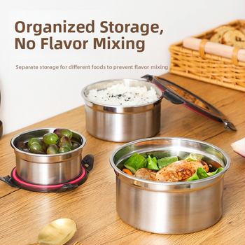 304 roostevabast terasest krõbedaks toidukvaliteediga ümmargune suletud lõunasöögikarp lõunasöögikarp külmkapi hoiukarp puuviljakrõpsu jaoks