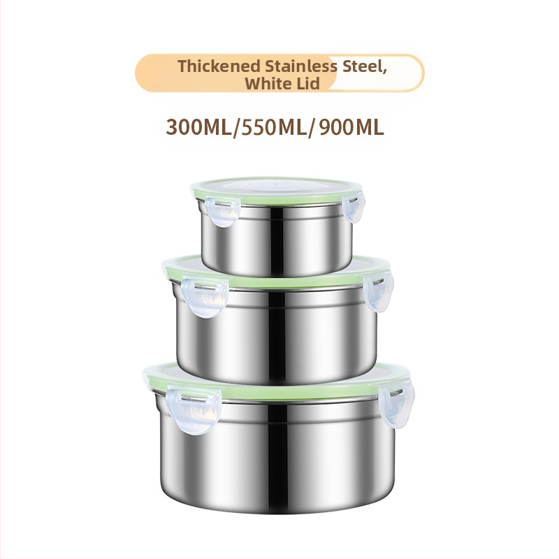 304 roostevabast terasest krõbedaks toidukvaliteediga ümmargune suletud lõunasöögikarp lõunasöögikarp külmkapi hoiukarp puuviljakrõpsu jaoks