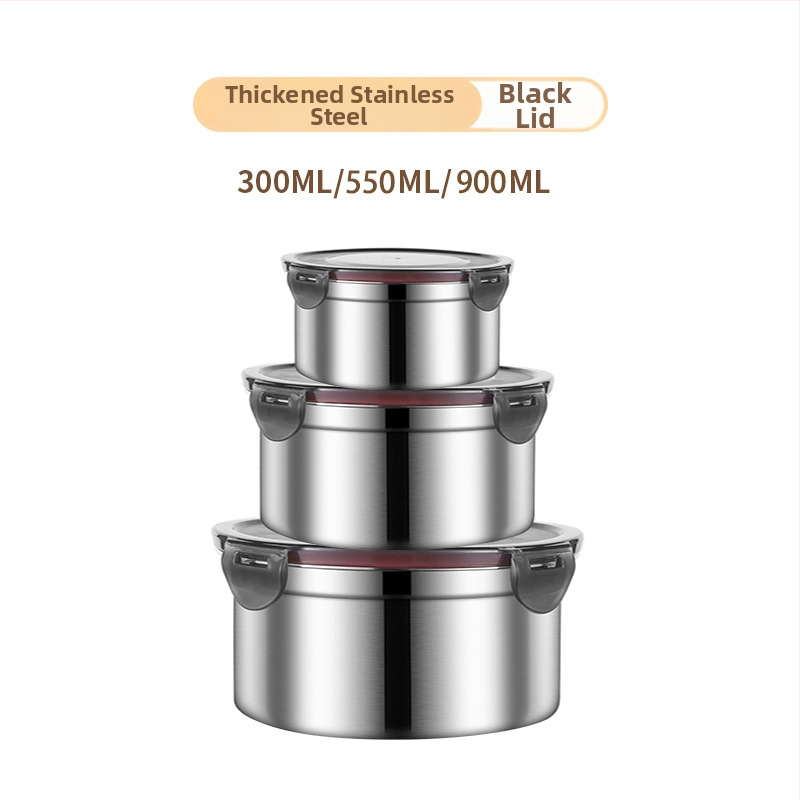 304 roostevabast terasest krõbedaks toidukvaliteediga ümmargune suletud lõunasöögikarp lõunasöögikarp külmkapi hoiukarp puuviljakrõpsu jaoks