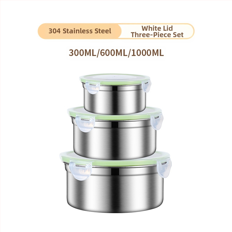 304 roostevabast terasest krõbedaks toidukvaliteediga ümmargune suletud lõunasöögikarp lõunasöögikarp külmkapi hoiukarp puuviljakrõpsu jaoks