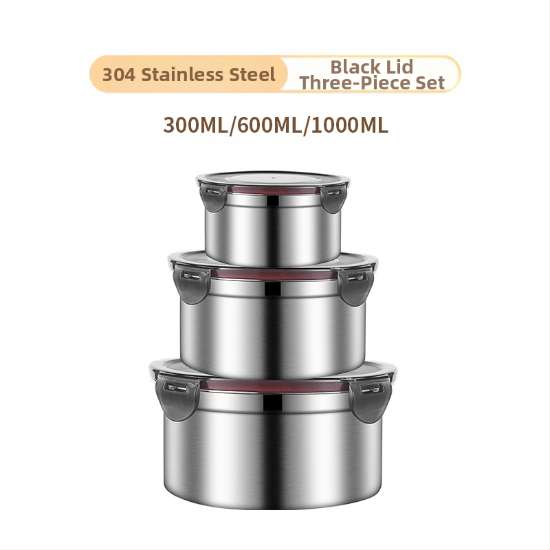 304 roostevabast terasest krõbedaks toidukvaliteediga ümmargune suletud lõunasöögikarp lõunasöögikarp külmkapi hoiukarp puuviljakrõpsu jaoks