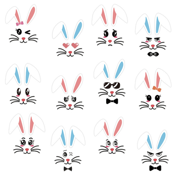 Διακοσμητικό αυτοκόλλητο με χαριτωμένο αυγό έκφρασης για το Πάσχα, κινούμενα σχέδια, κουνέλι, αυτοκόλλητο ψυγείου, αυτοκόλλητο ποτηριού, αυτοκόλλητο τοίχου, σταυρωτό περίγραμμα, αυτοκόλλητο τοίχου, PVC