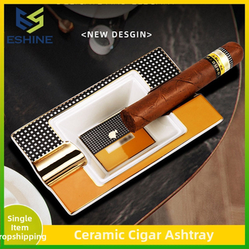 Prabangi, lengva ir prabangi cigarų peleninė, dviguba anga, plona kaulinė, porceliano peleninė, stačiakampė, keraminė cigarų indų klubo puošmena