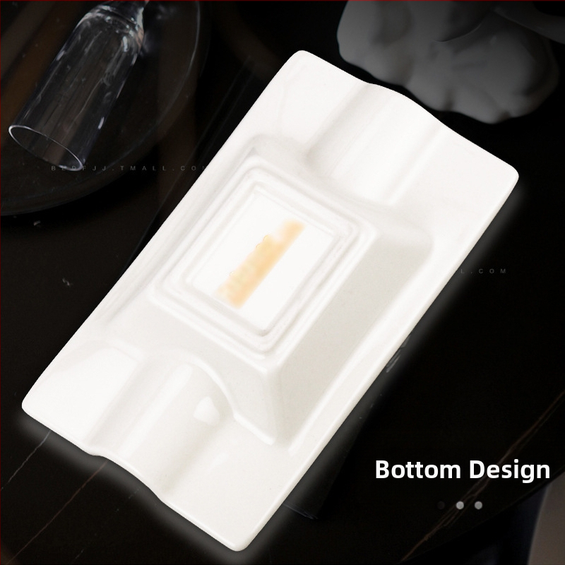 Лек луксозен пепелник за пури с двоен слот, фин костен порцеланов пепелник, правоъгълен керамичен пепелник за пури, клубни орнаменти