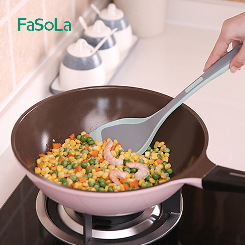 „FaSoLa“ buitinė nelimpanti keptuvė, atspari aukštai temperatūrai, nailono kastuvas, silikoninis virtuvės kepimo kastuvas, sriubos šaukštas, be traumų, kastuvas, šaukštas