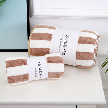 Dryžuotas storas koralų vilnos rankšluostis, minkštas, sugeriantis paplūdimio rankšluostis, vaiko ir motinos užtiesalas, didmeninė prekyba, išsiuvinėtas logotipas