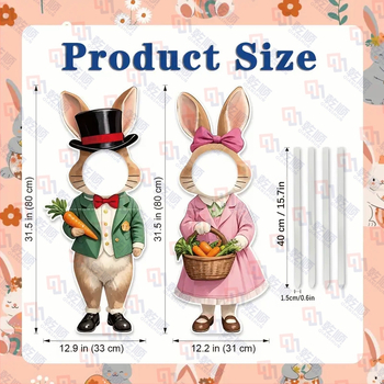 2 lihavõtteaia silti, suur plastmassist lihavõttejänese murukaunistus maasse