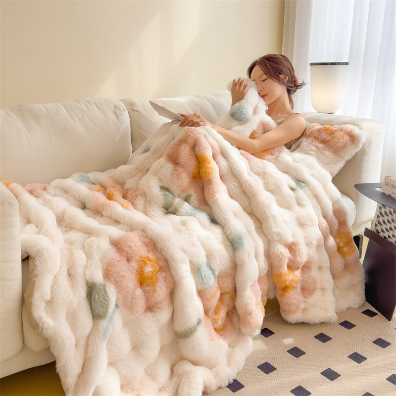 Uus renderdusvärv suur mulljänese plush-tekk majapidamisvoodipesu multifunktsionaalne tekk pehme ja mugav diivanitekk