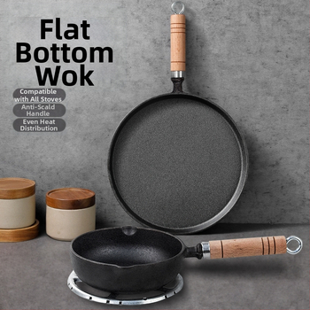 Тиган с незалепващо покритие, чугунен тиган за палачинки, ръчен тиган за палачинки, желязна плоча, плоча за пържене, домашен тиган без покритие