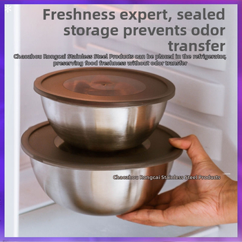 ⇘ 304 nerūdijančio plieno daugiafunkcis virimo ir tešlos maišymo dubuo, buitinis korėjietiško stiliaus auksinis salotų dubuo su skale kiaušiniams plakti