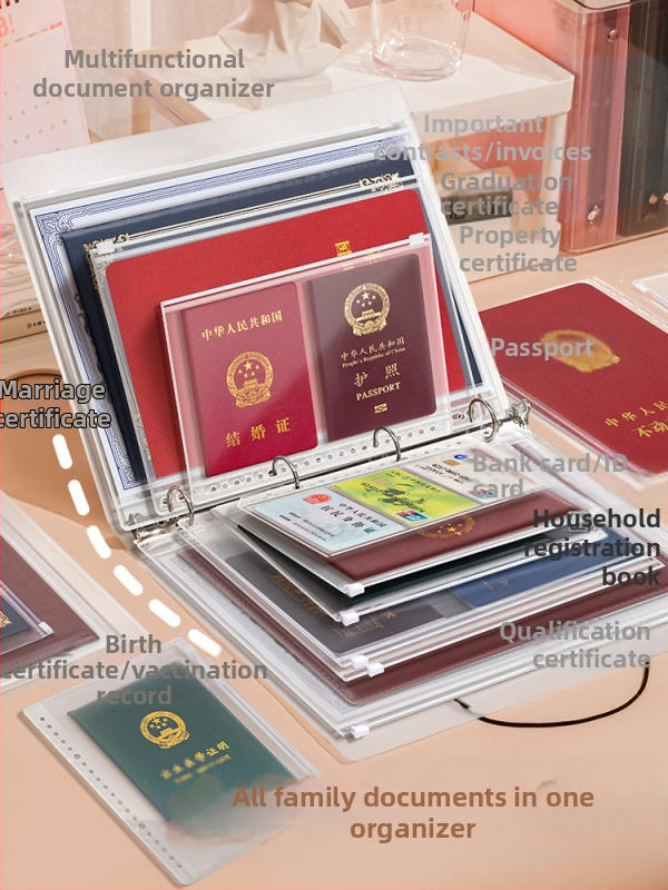Чанта за документи, козметика, сертификат, класьор, съхранение на книги, защитен калъф, информационна чанта за семейство, прозрачна бебешка лична карта