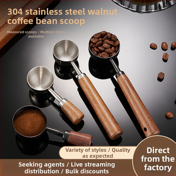 Pähklipuust käepidemega kohvilusikas, pika käepidemega, lühikese käepidemega kohvi mõõtelusikas, 304 roostevabast terasest kohviubade erimõõtelusikas, 1530 ml