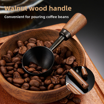 Pähklipuust käepidemega kohvilusikas, pika käepidemega, lühikese käepidemega kohvi mõõtelusikas, 304 roostevabast terasest kohviubade erimõõtelusikas, 1530 ml