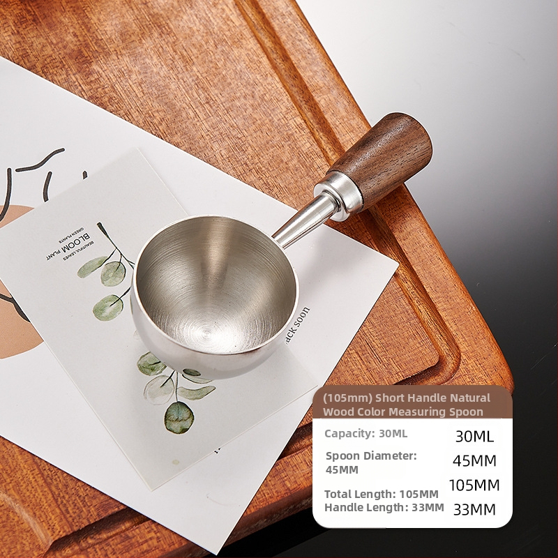 Pähklipuust käepidemega kohvilusikas, pika käepidemega, lühikese käepidemega kohvi mõõtelusikas, 304 roostevabast terasest kohviubade erimõõtelusikas, 1530 ml