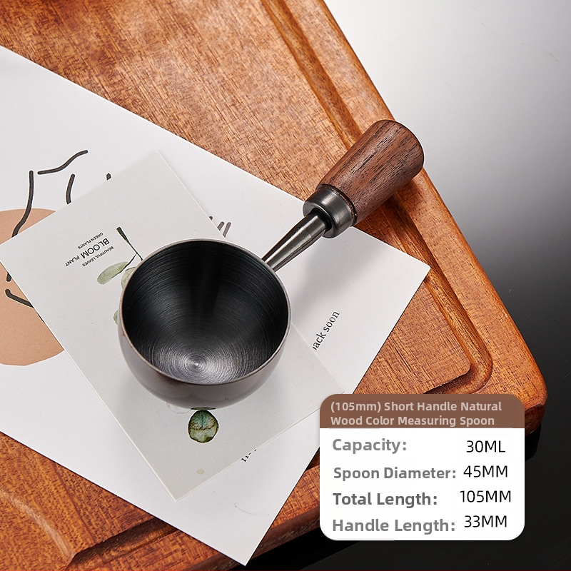 Pähklipuust käepidemega kohvilusikas, pika käepidemega, lühikese käepidemega kohvi mõõtelusikas, 304 roostevabast terasest kohviubade erimõõtelusikas, 1530 ml