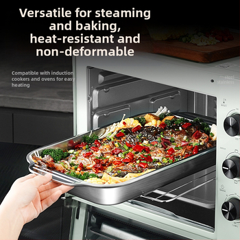 Roostevabast terasest grillitud kalataldrik, ristkülikukujuline majapidamise sügav taldrik, kaubanduslik grillplaat, spetsiaalne mittenakkuv plaat induktsioonpliidile