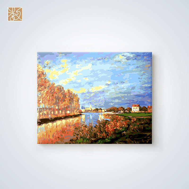 Digitaalse õlimaali hulgimüügi koolituskursus, maalimise õppimine, käsitsi täitmine, õlimaali õpetamine, maastikumaal 4050 sisemise raamiga