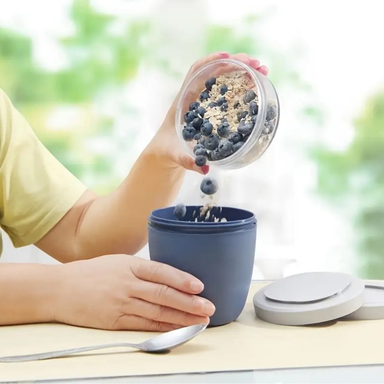 Kaerahelveste lõunasöögi jagajaga tass 700 ml kaasaskantav jogurtitops kaanega salatihelveste tops kaanega tass