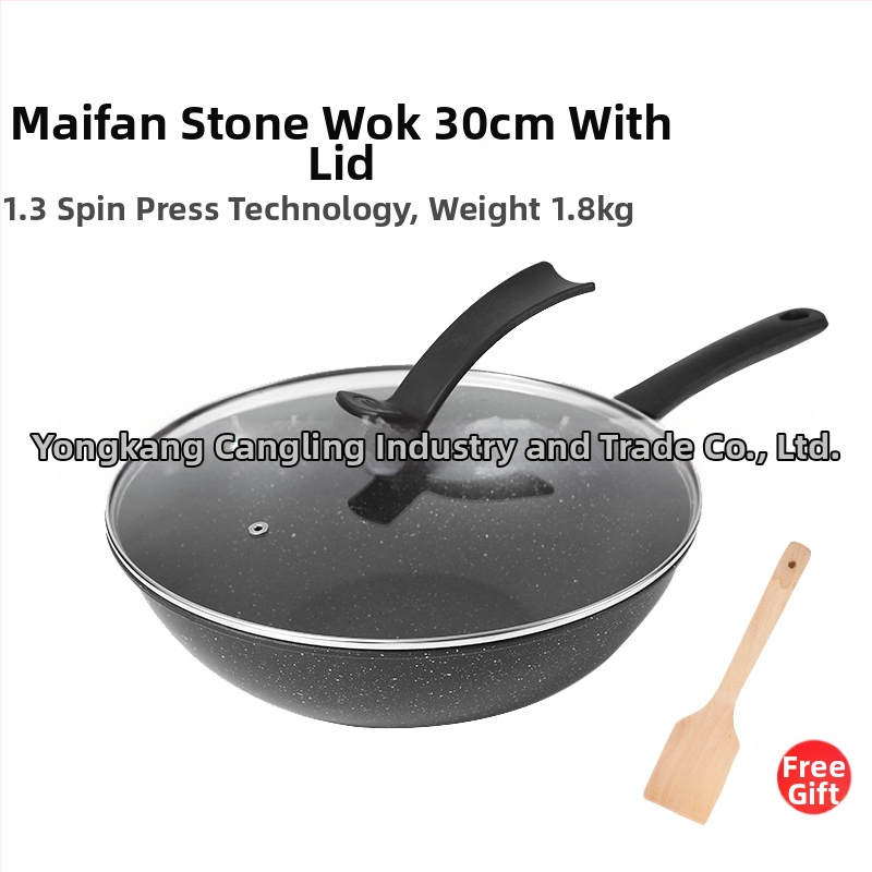 „Maifan“ akmens neprideganti keptuvė indukcinė viryklė dujinė viryklė universali virimo mašina be dūmų plokščiadugnė buitinė geležinė keptuvė didmeninė prekyba