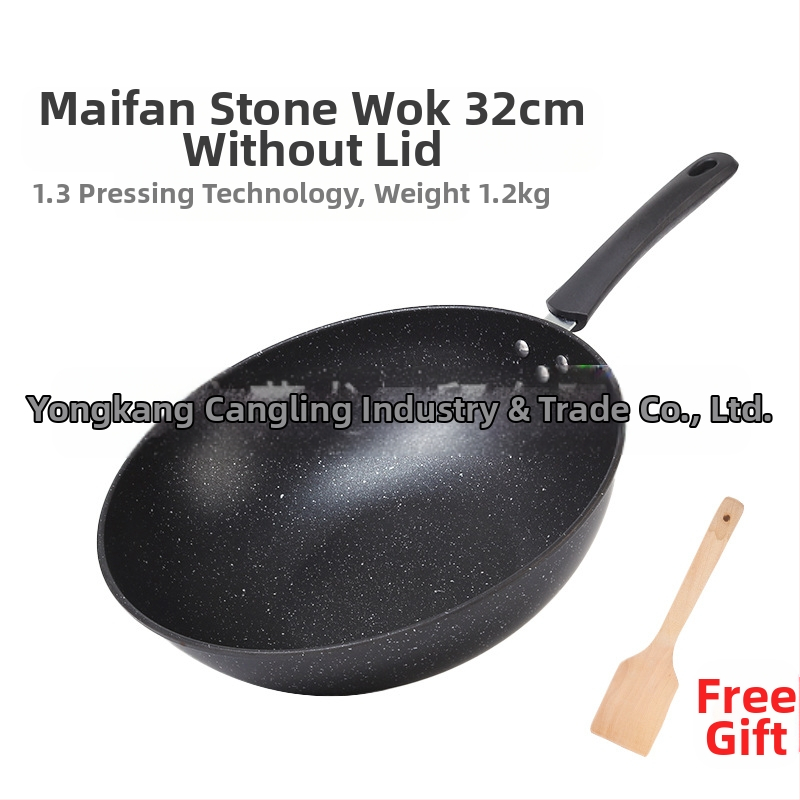 „Maifan“ akmens neprideganti keptuvė indukcinė viryklė dujinė viryklė universali virimo mašina be dūmų plokščiadugnė buitinė geležinė keptuvė didmeninė prekyba