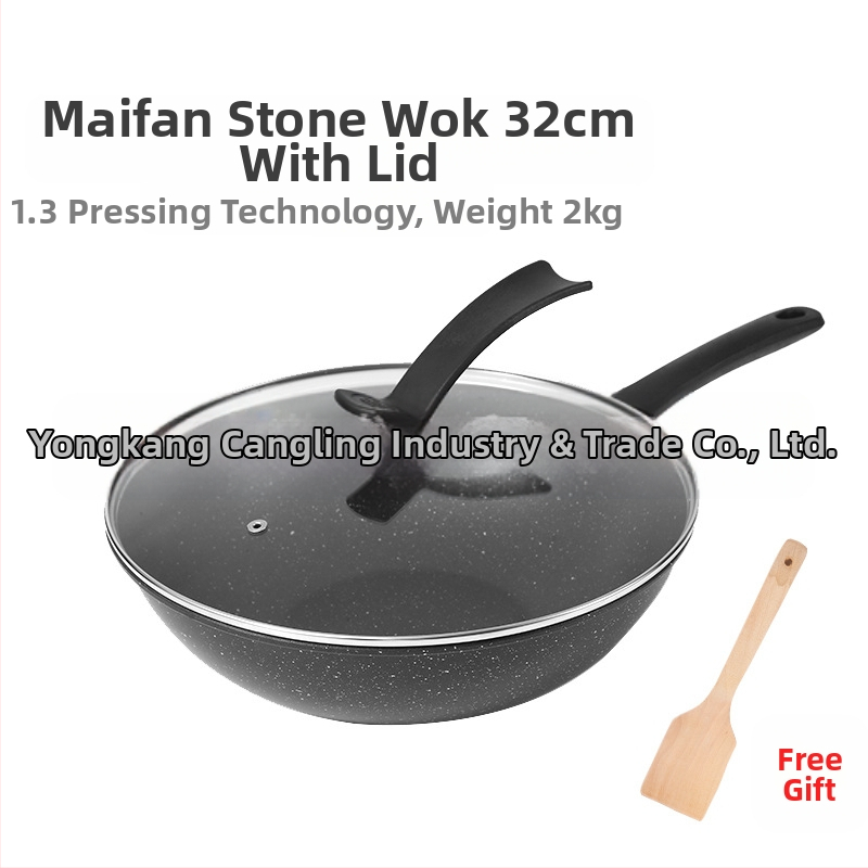 „Maifan“ akmens neprideganti keptuvė indukcinė viryklė dujinė viryklė universali virimo mašina be dūmų plokščiadugnė buitinė geležinė keptuvė didmeninė prekyba