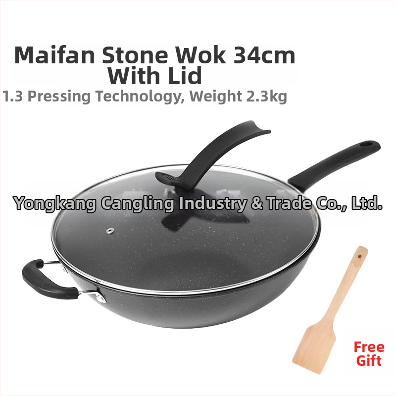 „Maifan“ akmens neprideganti keptuvė indukcinė viryklė dujinė viryklė universali virimo mašina be dūmų plokščiadugnė buitinė geležinė keptuvė didmeninė prekyba