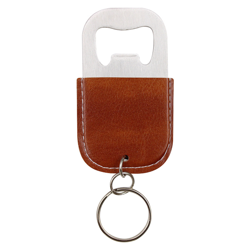 Paprastas alaus butelių atidarytuvas, raktų pakabukas, nešiojamas metalinis butelių atidarytuvas, skardinių atidarytuvas, odinis dėklas, spausdinamas logotipas
